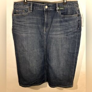 NWT Lauren Ralph Lauren City Blue Denim Pencil skirt size 16W stretch denim
